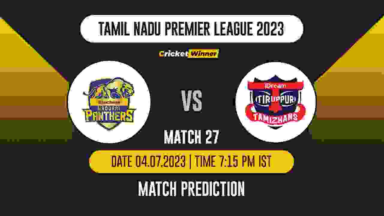 SMP vs TT Match Prediction- Who Will Win Today’s IPL Match Between Siechem Madurai Panthers and IDream Tiruppur Tamizhans, TNPL 2023, 27th Match
