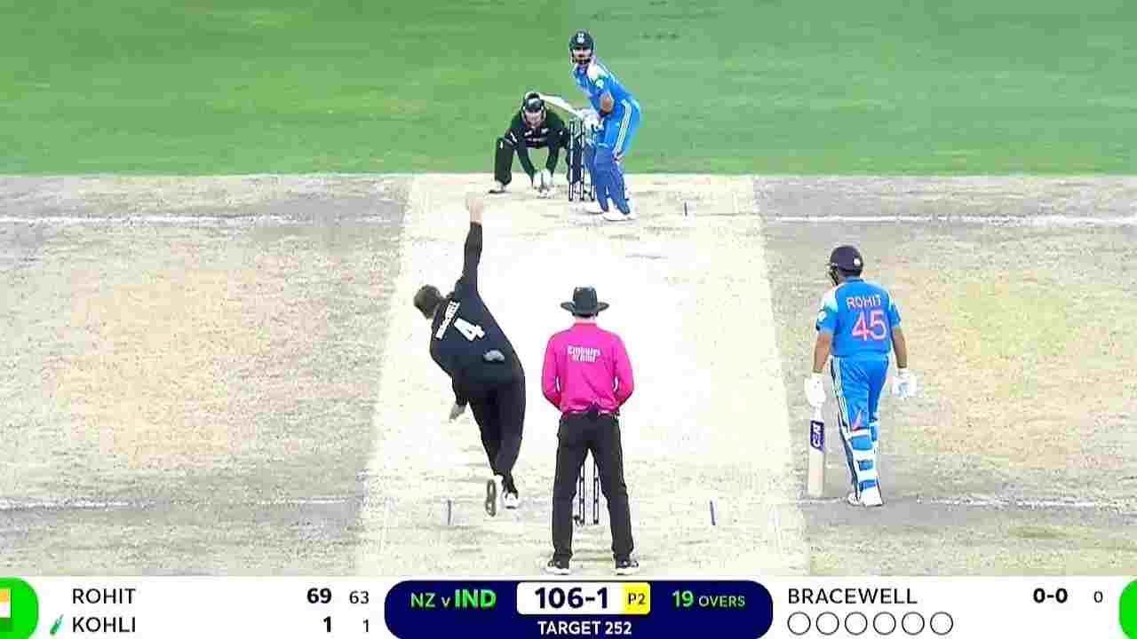  Virat Kohli’s shocking wicket as Michael Bracewell traps him LBW in the ICC Champions Trophy 2025 final.