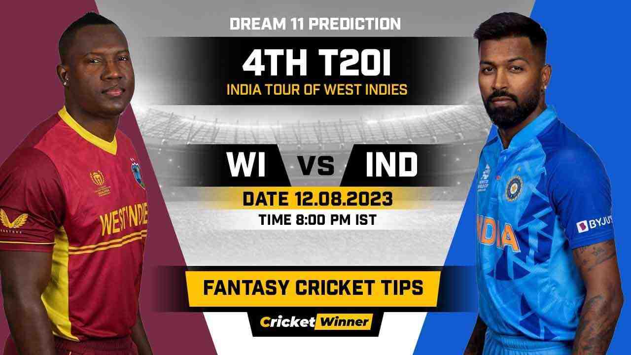 WI vs IND Dream11 Prediction, Fantasy Cricket Tips, Probable Playing XI, Pitch Report & Injury Updates For 4th T20I - Cricket Winner