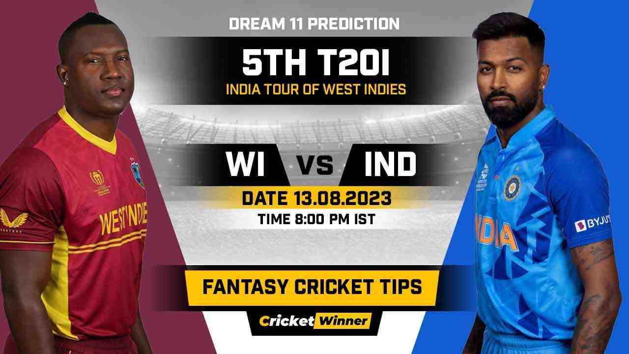 WI vs IND Dream11 Prediction, Fantasy Cricket Tips, Probable Playing XI, Pitch Report & Injury Updates For 5th T20I - Cricket Winner