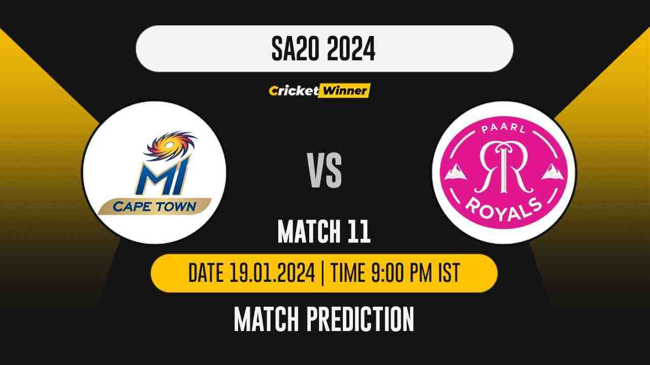 MICT vs PR Match Prediction- Who Will Win Today’s T20 Match Between MI Cape Town and Paarl Royals, SA20, 11th Match