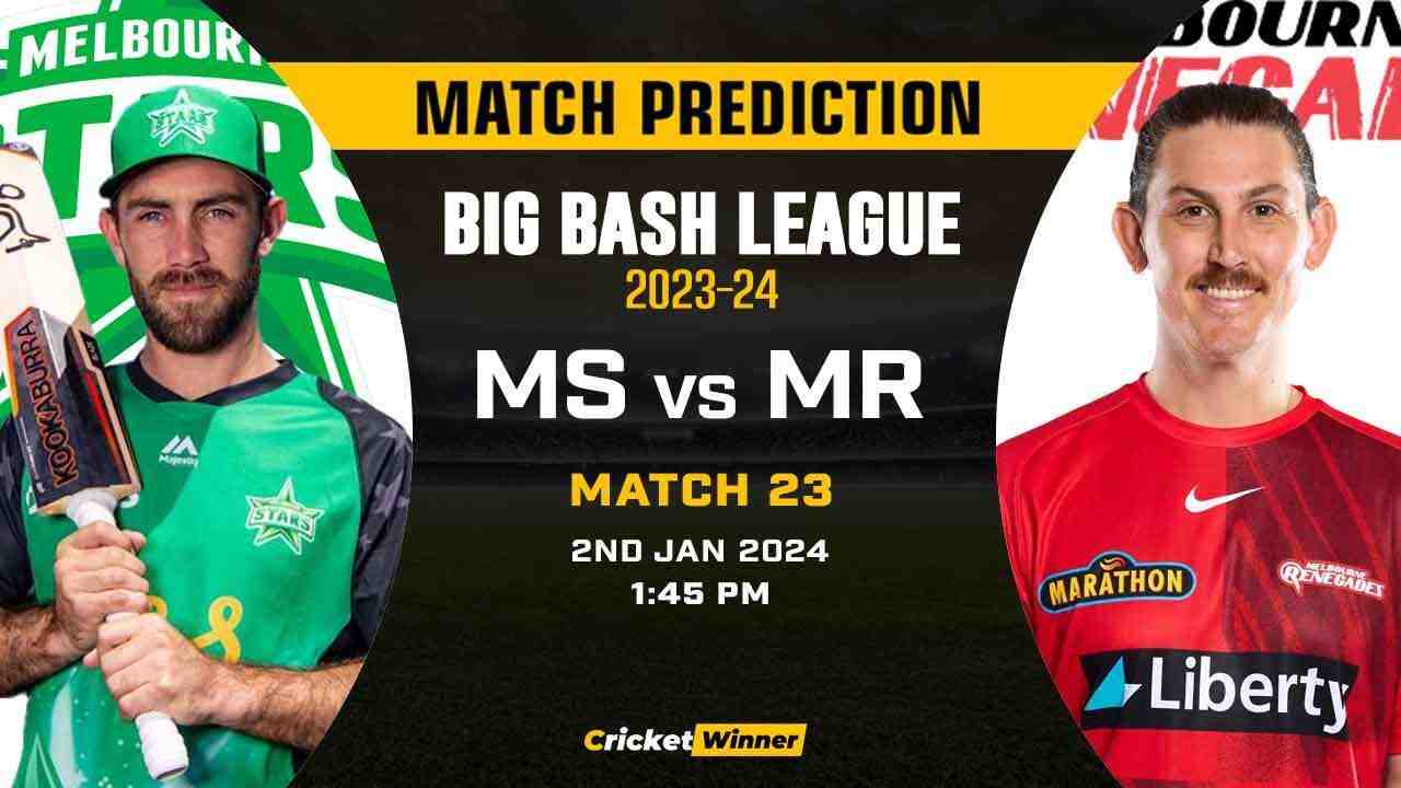 MS vs MR Match Prediction- Who Will Win Today’s T20 Match Between Melbourne Stars and Melbourne Renegades, Big Bash League, 23rd Match