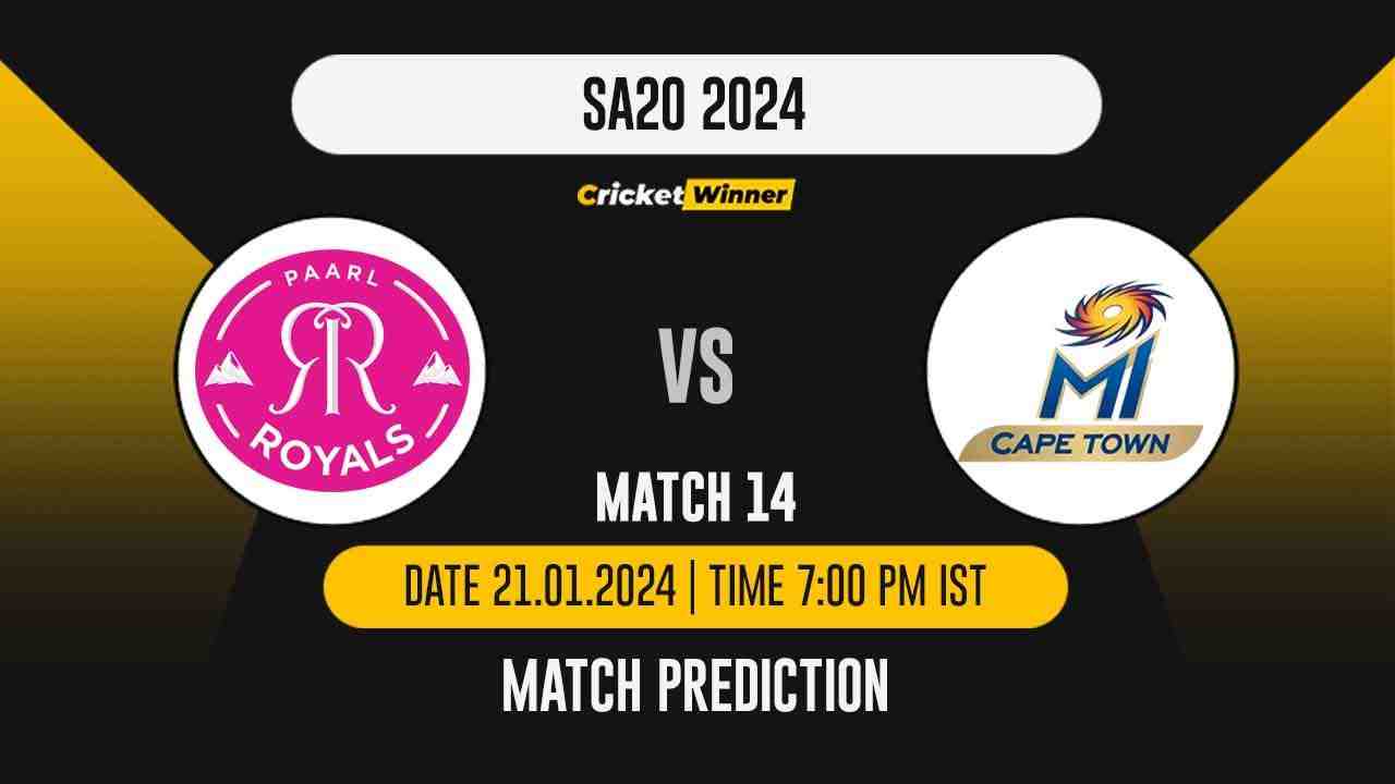 PR vs MICT Match Prediction- Who Will Win Today’s T20 Match Between Paarl Royals and MI Cape Town, SA20, 14th Match - Cricket Winner