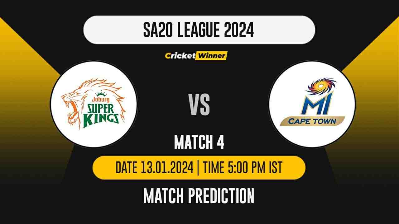 JSK vs MICT Match Prediction- Who Will Win Today’s T20 Match Between Joburg Super Kings and MI Cape Town, SA20, 4th Match - Cricket Winner