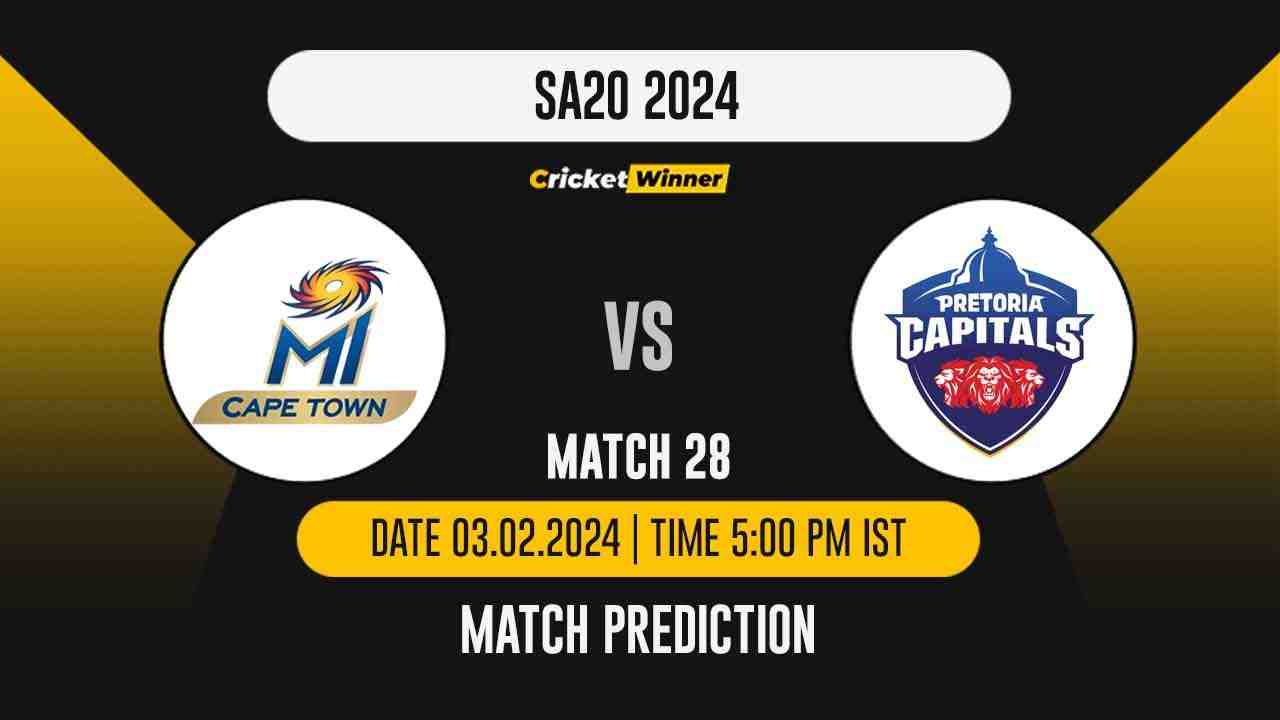 MICT vs PC Match Prediction- Who Will Win Today’s T20 Match Between MI Cape Town and Pretoria Capitals, SA20, 28th Match - Cricket Winner