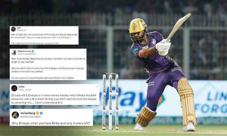 Netizens question KKR for sending Shreyas ahead of Rinku Singh - Cricket Winner