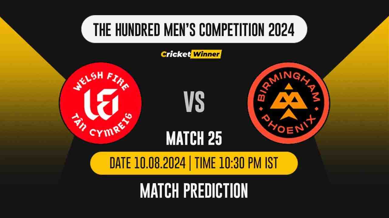 The Hundred 2024: 25th Match, WF vs BP, Match Prediction - who will win today's match between Welsh Fire and Birmingham Phoenix