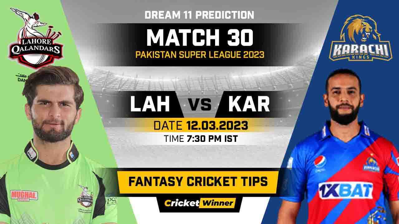 LAH vs KAR Dream11 Prediction, Fantasy Cricket Tips, Probable Playing XI, Pitch Report & Injury Updates For 30th Match