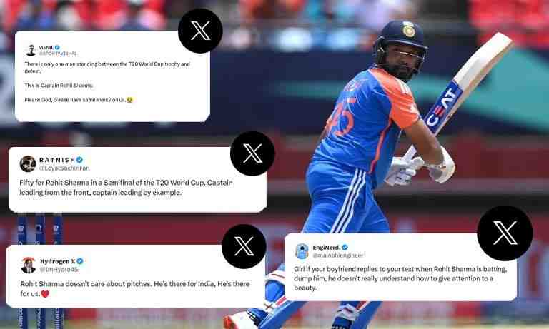 T20 World Cup 2024, 2nd Semi-Final, India vs England: Captain leading from the front! Twitter goes crazy after Rohit Sharma hits crucial fifty