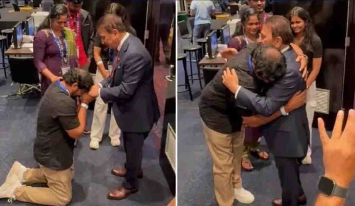 Nitish Kumar Reddy's Father Honours Sunil Gavaskar by Touching His Feet