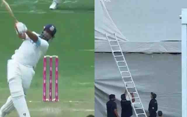 WATCH: Pant’s Massive Six Forces Ground Staff to Use Ladder; Video Goes Viral