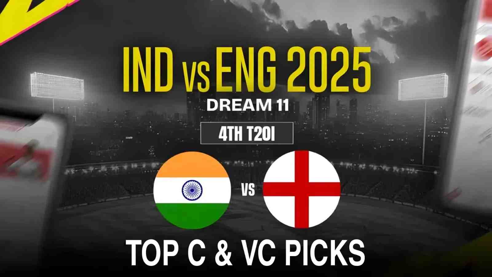 Ind vs Eng, 4th T20I 2025: Dream11 Top Captain and Vice-Captain