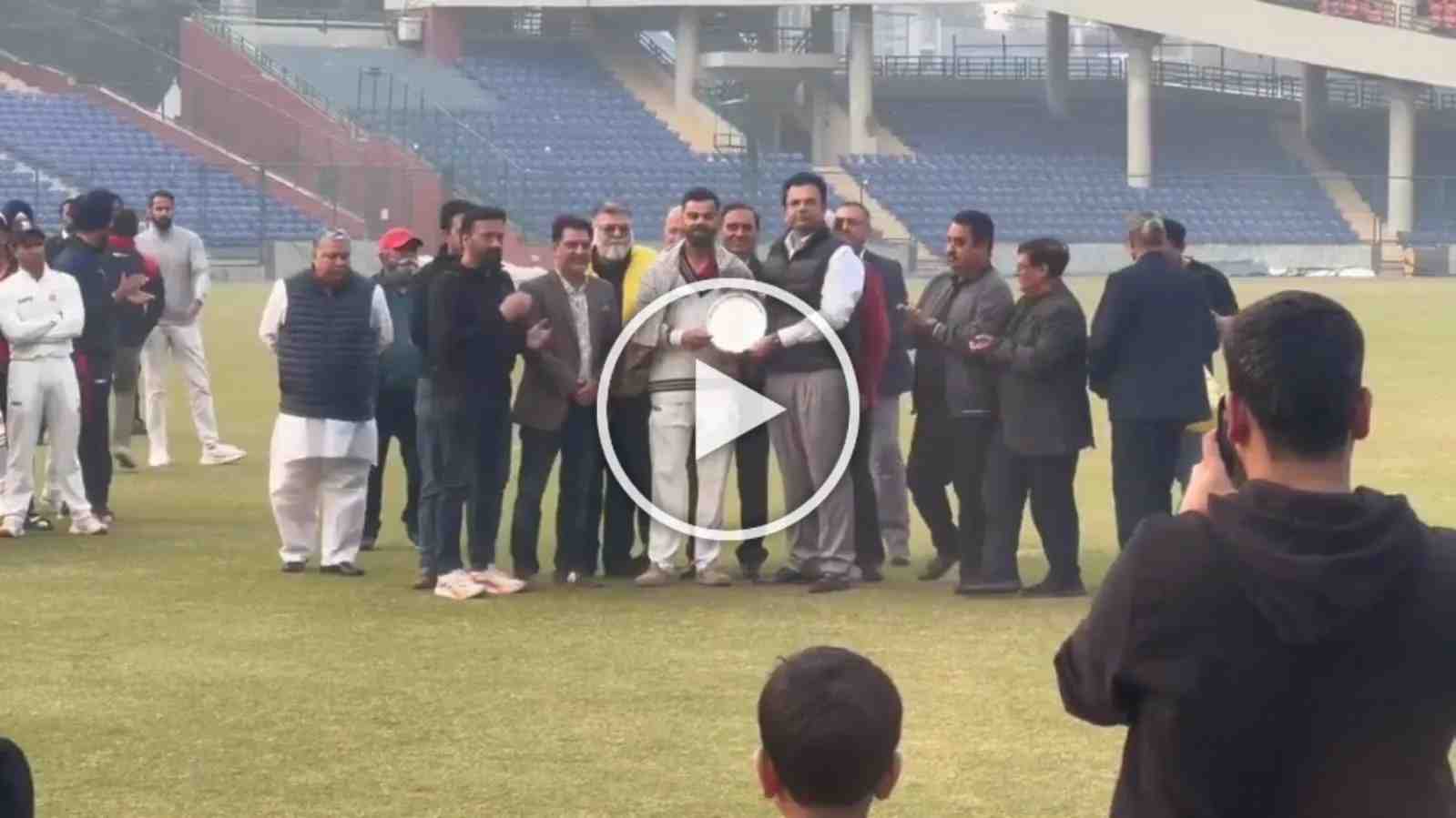 Watch: Virat Kohli felicitated by DDCA in Ranji Trophy return