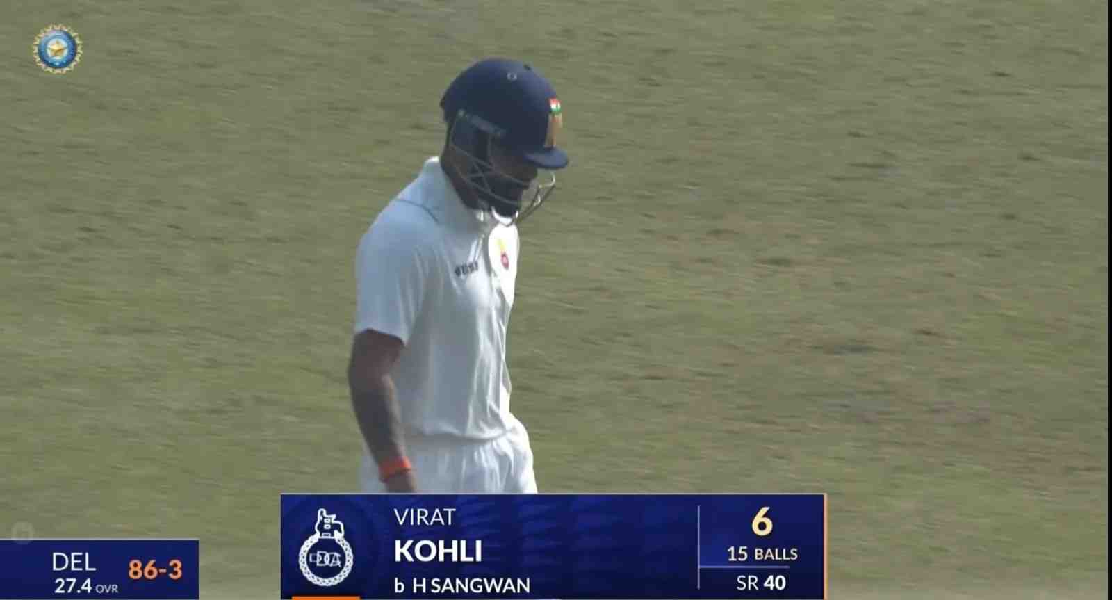 Watch Virat Kohli dismissed by Himanshu Sangwan in Today's ranji Trophy match vs Railway