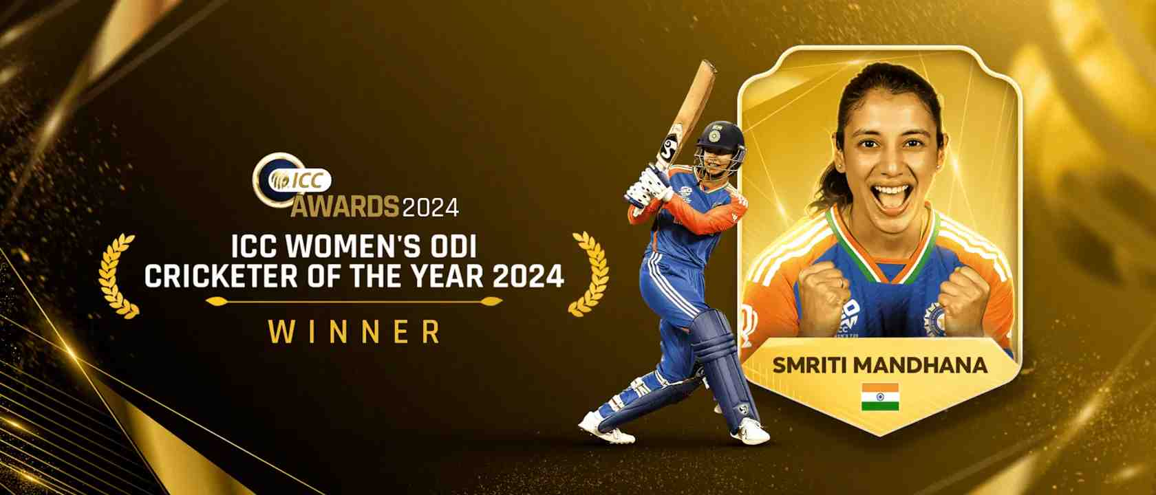  Smriti Mandhana Honored as ICC Women’s ODI Cricketer of the Year for Her Outstanding 2024 Performance