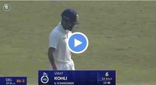 Watch Virat Kohli dismissed by Himanshu Sangwan in Today's ranji Trophy match vs Railway