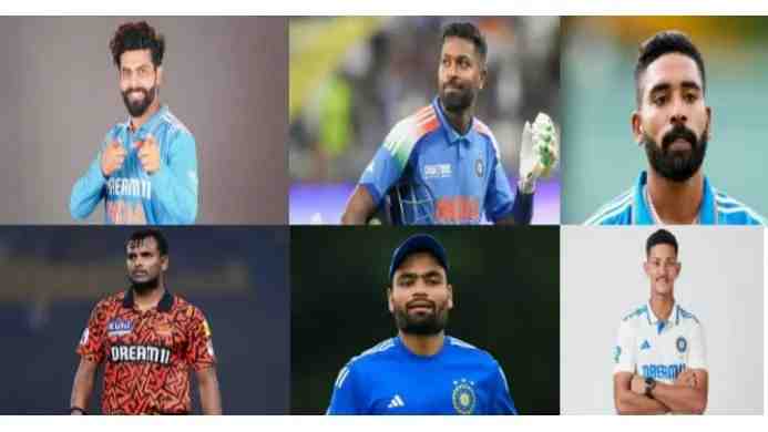 Ravindra Jadeja, Hardik Pandya ,Siraj, Natarajan, Rinku Singh and Jaiswal 