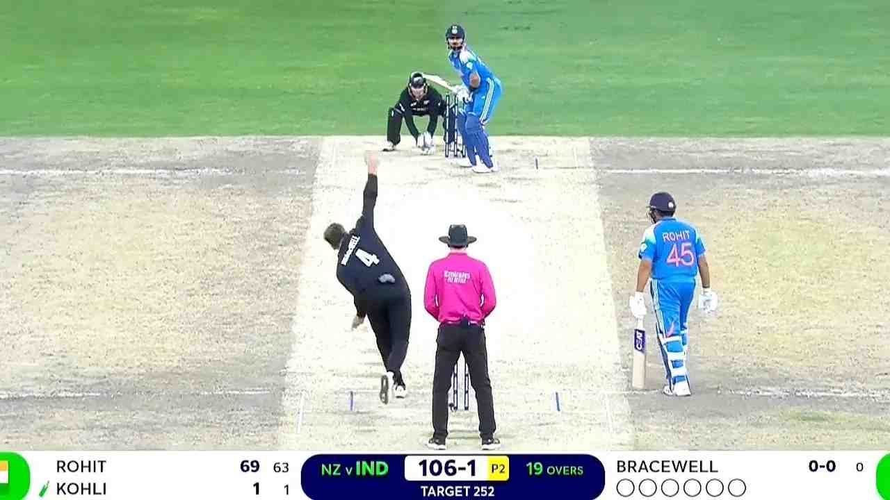  Virat Kohli’s shocking wicket as Michael Bracewell traps him LBW in the ICC Champions Trophy 2025 final.