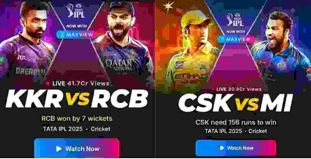 KKR vs. RCB draws more attention than CSK vs. MI