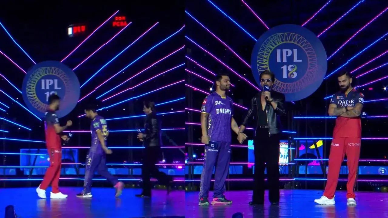 IPL 2025 kicks off with a grand opening at Eden Gardens as SRK, Shreya Ghoshal, Virat Kohli, and Rinku Singh entertain fans. A viral moment between Rinku and Virat sparks buzz online.